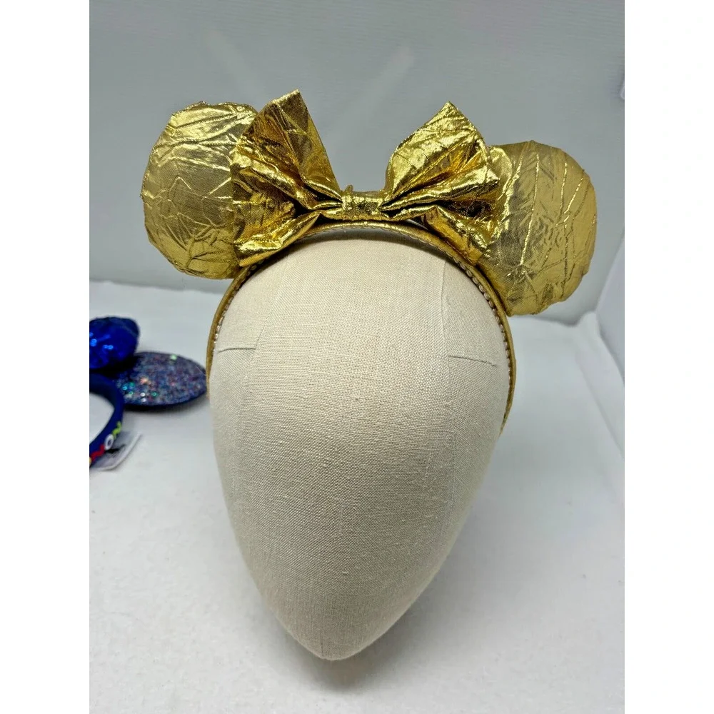 Disney Minnie Ears Headband Sparkle Bow Party‎ Blue Black Gold Orange Lot of 4
